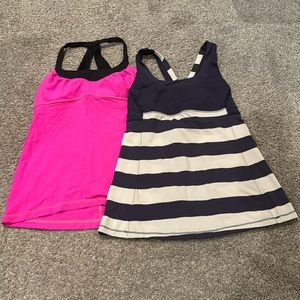 Lot of 2 Lululemon tank tops with shelf bras size 6